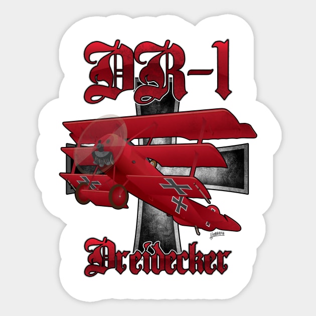 DR-1 Red Baron Triplane WWI Warbird Sticker by hobrath